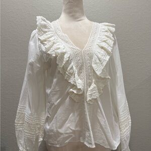 H&M Elegant White Ruffled Women's Top